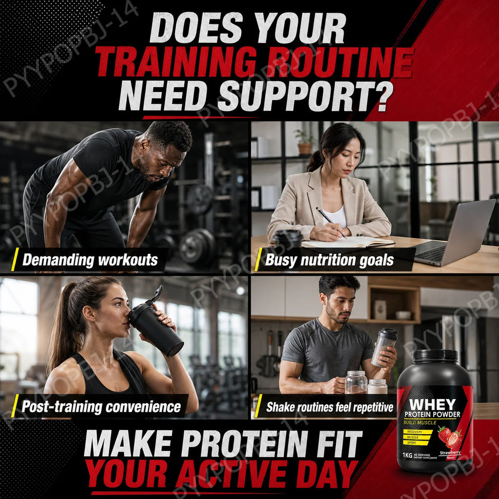 Strawberry Whey Protein Powder for Workout and Muscle Support, Daily Protein Nutrition for Active Adults, Sports Formula, 1kg